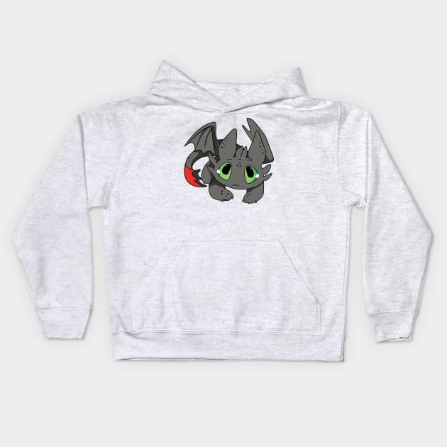 Sad toothless dragon, Howtotrainyourdragon fanart, Night fury Kids Hoodie by PrimeStore